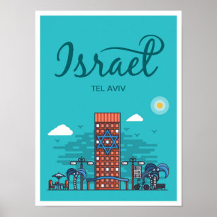 Tel Aviv Israel Art Travel Illustration Poster