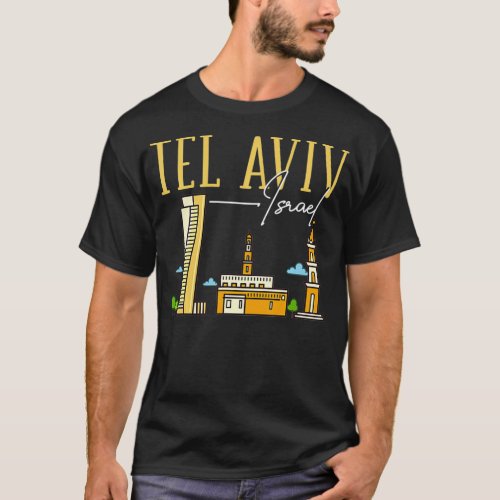 Tel Aviv Israel City Skyline Map Travel  T_Shirt