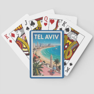 Tel Aviv Israel Illustration Travel Art Vintage Poker Cards