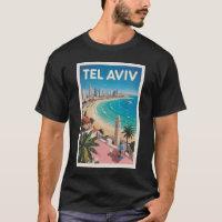 Tel Aviv Israel Illustration Travel Art Vintage