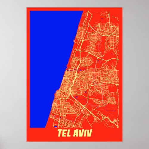 Tel Aviv _ Israel Retro City Map Poster