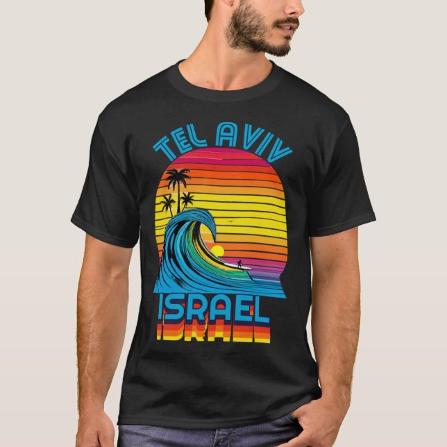 Tel Aviv Israel Retro Throwback Surf & Beach Souve T-Shirt (Front)
