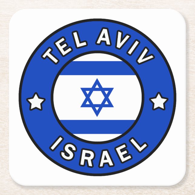 Tel Aviv Israel Square Paper Coaster (Front)