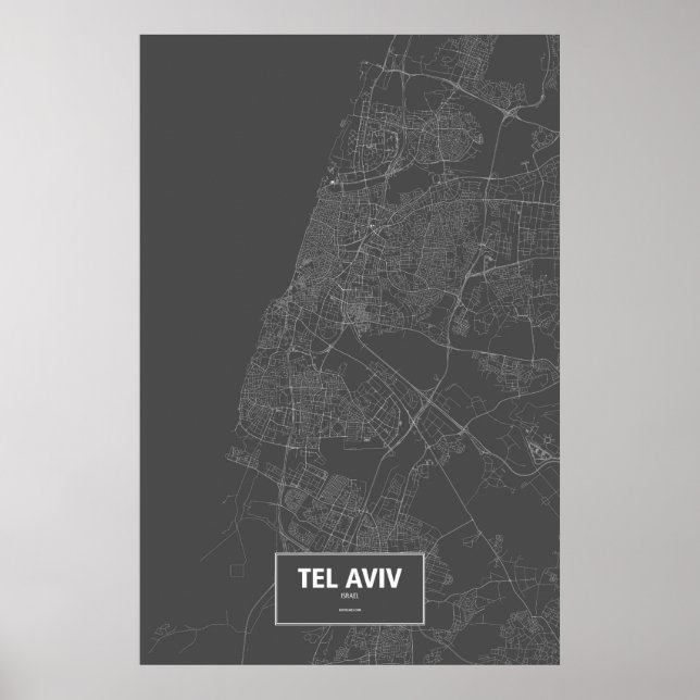 Tel Aviv, Israel (white on black) Poster (Front)