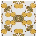 Tela Golden Metallic Cherries Geometric Pattern Fabric