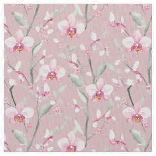 Tela rosa con diseño de orquídeas fabric
