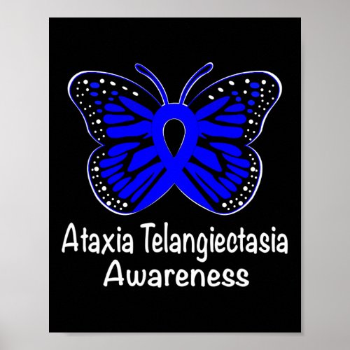 Telangiectasia Awareness Warrior Support Blue Ribb Poster