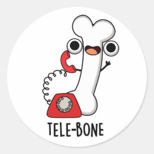 Tele-bone Funny Bone Telephone Pun Classic Round Sticker