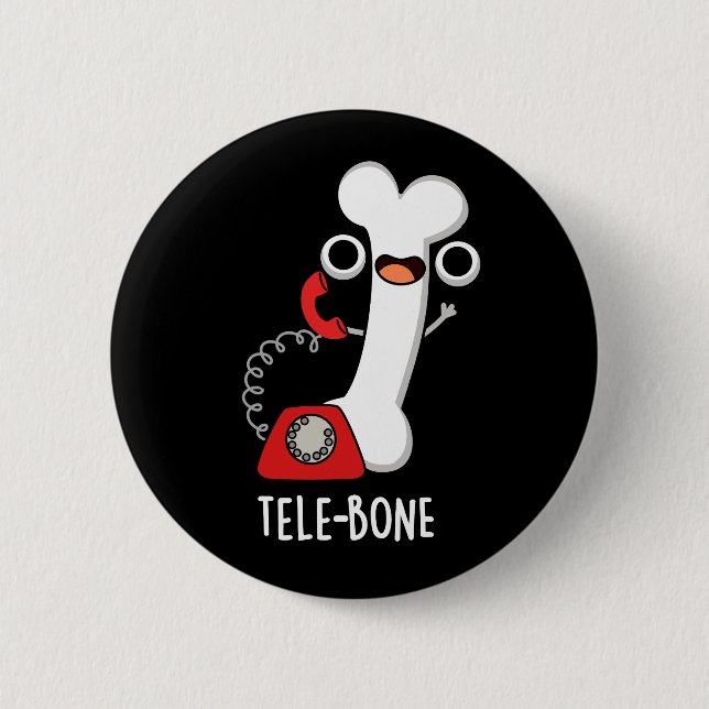 Tele-bone Funny Bone Telephone Pun Dark BG Button (Front)
