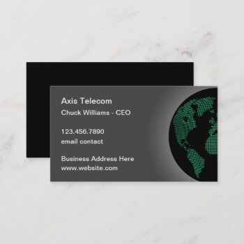 Telecom World Globe Theme Business Card by Luckyturtle at Zazzle