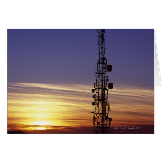 Telecommunications mast at sunset cards (Front Horizontal)