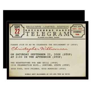 Telegram Style Retirement Party Invitation