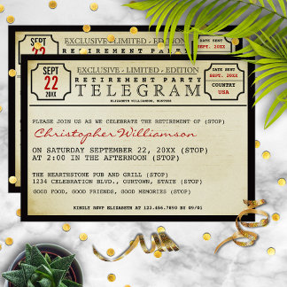 Telegram Style Retirement Party Invitation