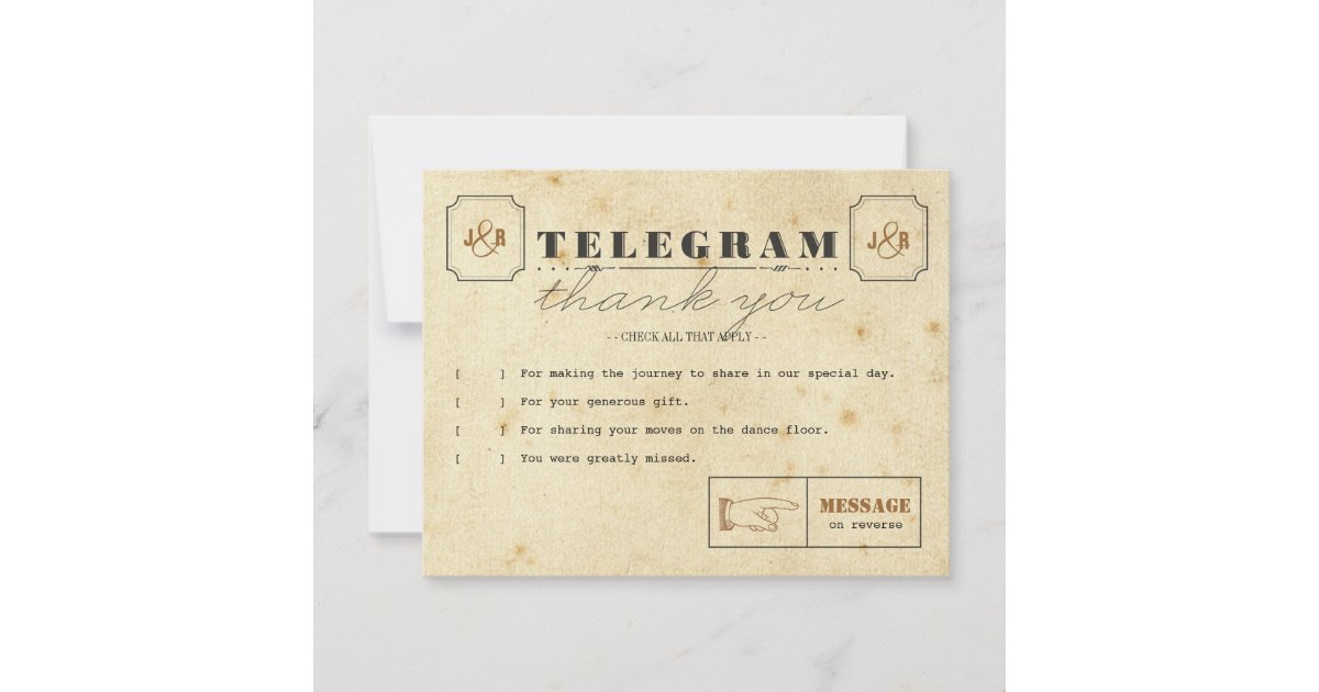 Telegram Thank You Note Card Zazzle