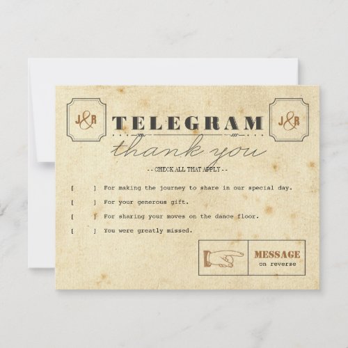 Telegram Thank You Note Card