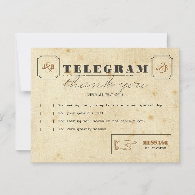 Vintage Telegram Elegant White Personalised Wedding Menu Cards 