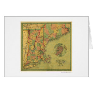 Telegraph Boston Railroad Map 1854 Cards