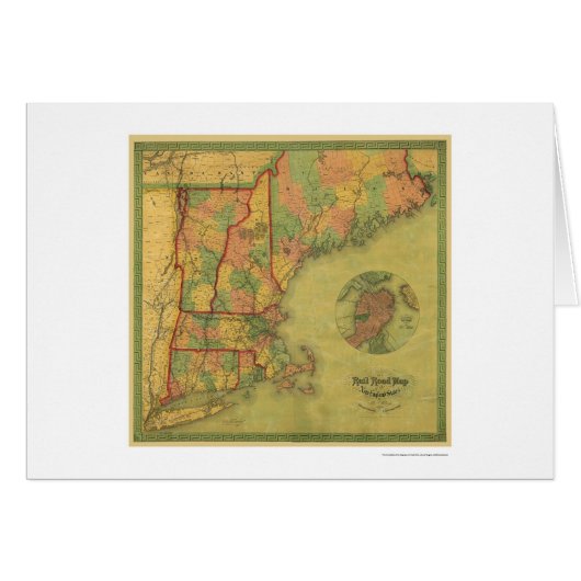 Telegraph Boston Railroad Map 1854 Cards (Front Horizontal)