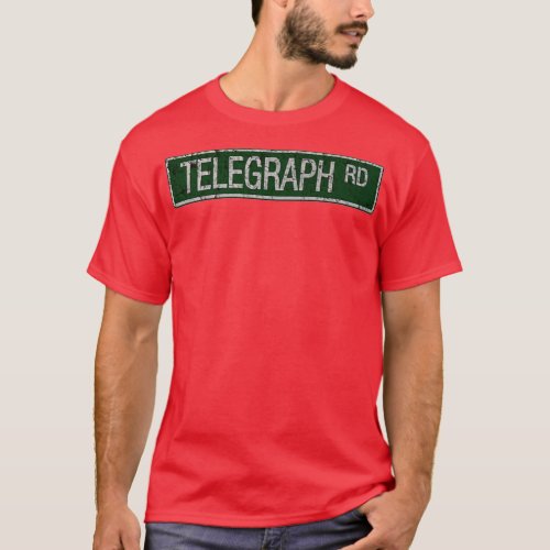 Telegraph Road green and white street sign cracked T_Shirt