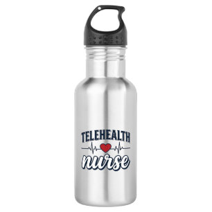 Telehealth Nurse Heartbeat Vintage Shirt Design_1 Stainless Steel Water Bottle
