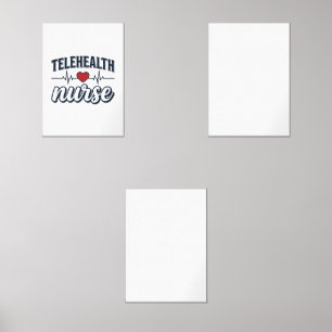 Telehealth Nurse Heartbeat Vintage Shirt Design_1 Wall Art Sets