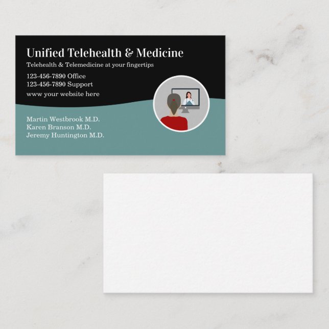 Telehealth Telemedicine Modern Business Cards (Front/Back)