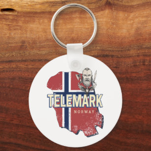 Telemark Norway Province Map Vintage Souvenir Keychain