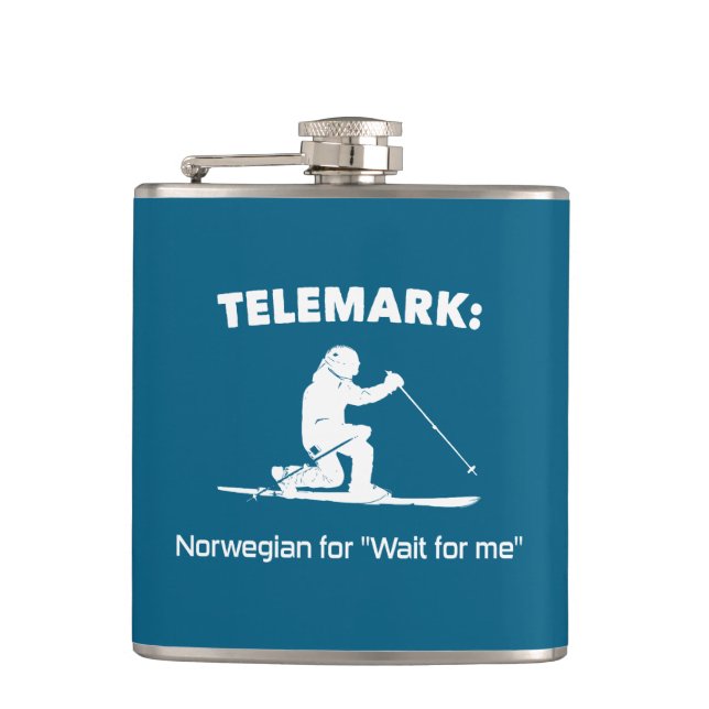 Telemark: Norwegian For "Wait For Me" Flask (Front)
