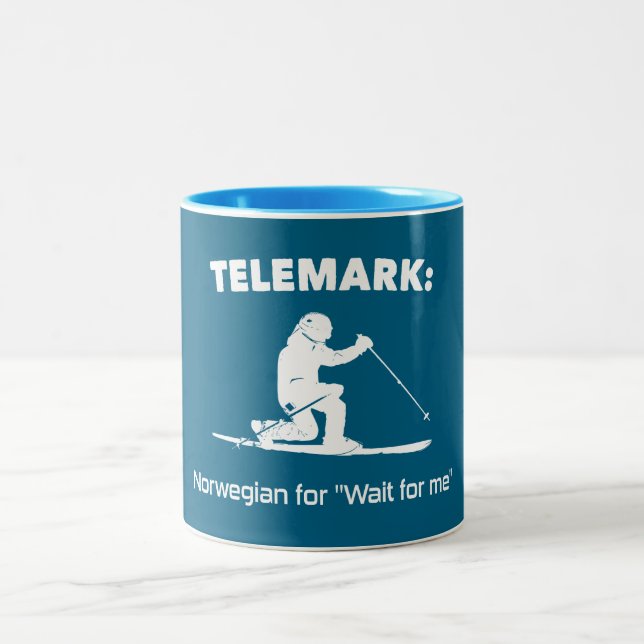 Telemark: Norwegian For "Wait For Me" Two-Tone Coffee Mug (Center)