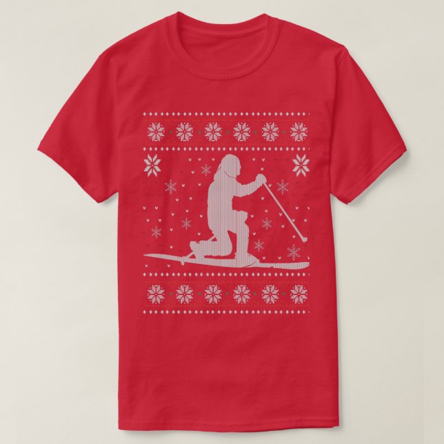 Telemark Ski Skiing Ugly Christmas Sweater Gift  (Design Front)