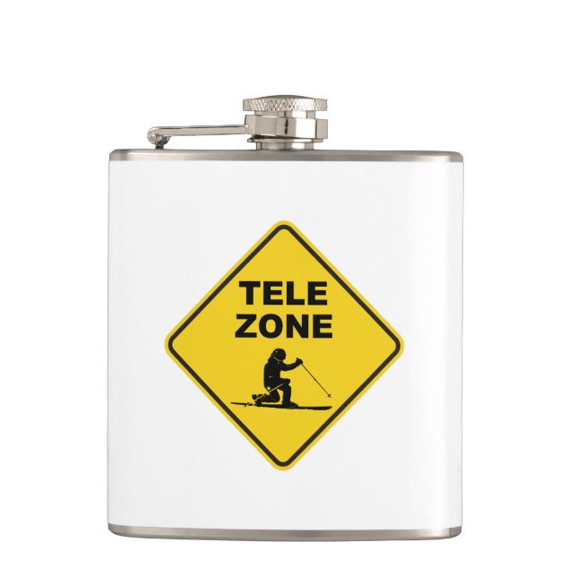 Telemark Ski Zone Sign Flask (Front)