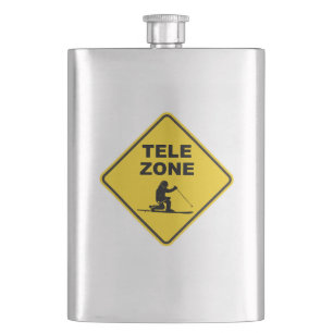 Telemark Ski Zone Sign Flask