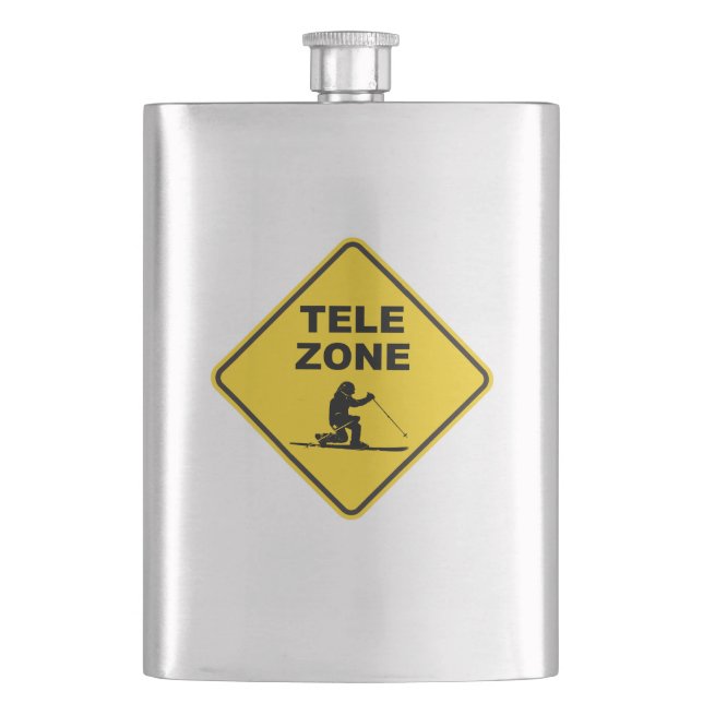 Telemark Ski Zone Sign Flask (Front)