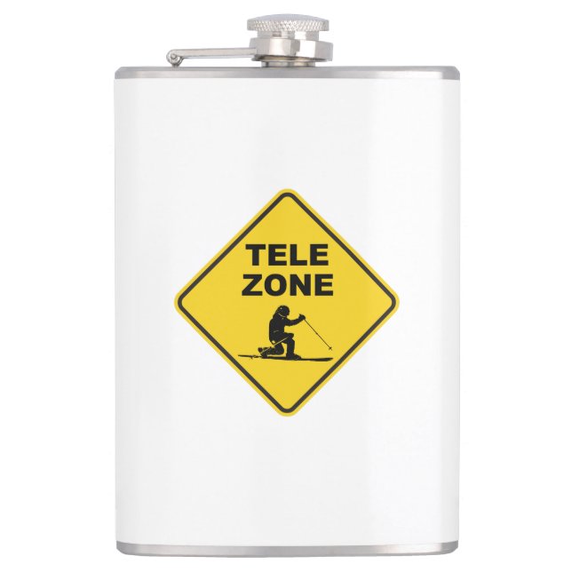 Telemark Ski Zone Sign Flask (Front)
