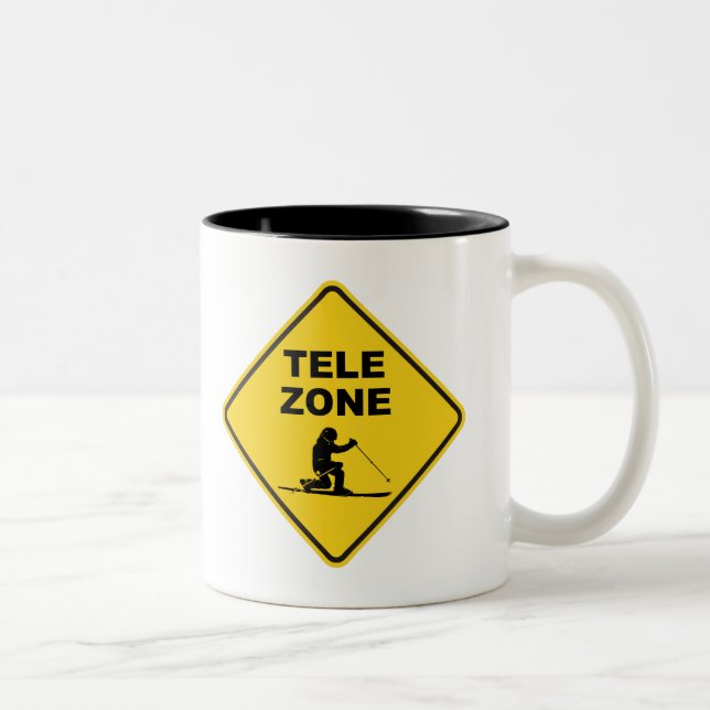 Telemark Ski Zone Sign Two-Tone Coffee Mug (Right)
