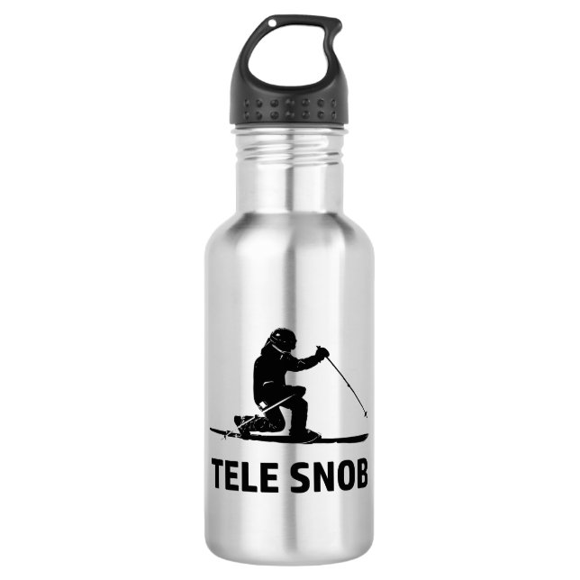 Telemark Skiing Snob Stainless Steel Water Bottle (Front)