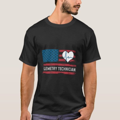 Telemetry Technician Electrocardiograph Tech Usa F T_Shirt