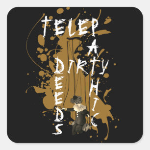 Telepathic Dirty Deeds Rock And Roll Mind Games Square Sticker