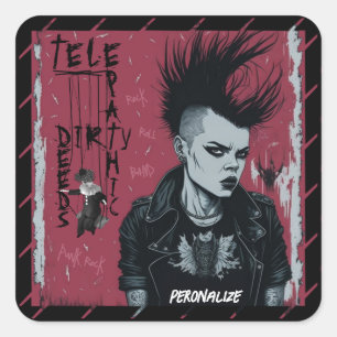 Telepathic Dirty Deeds She's Got The Look Cool Square Sticker