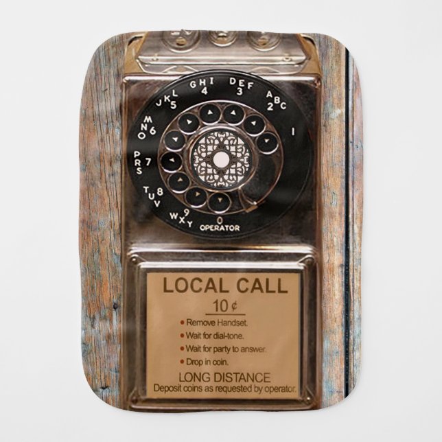 Telephone antique rotary pay phone rugged burp cloth (Front)