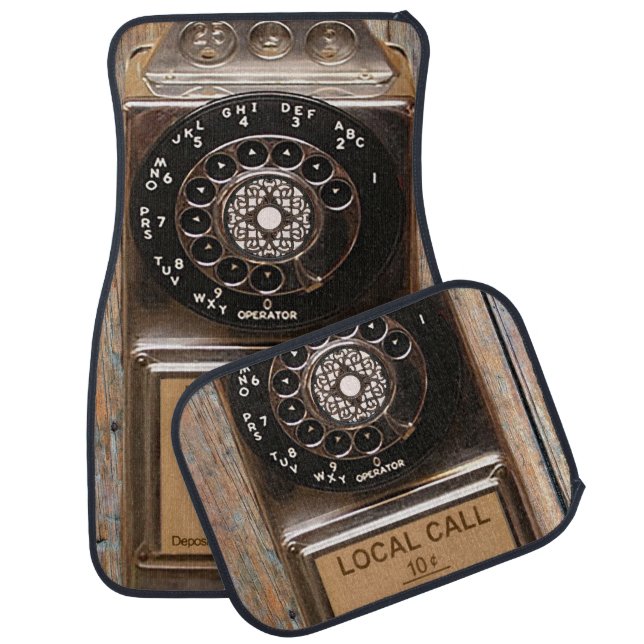 Telephone antique rotary pay phone rugged car floor mat (Set)