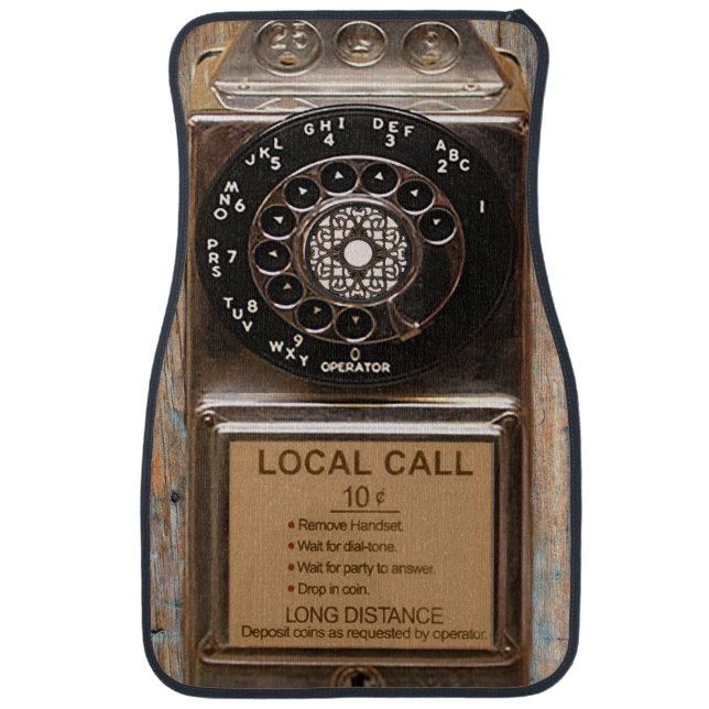 Telephone antique rotary pay phone rugged car mat (Front)