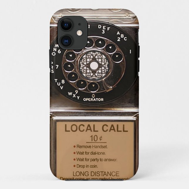 Telephone antique rotary pay phone rugged Case-Mate iPhone case (Back)