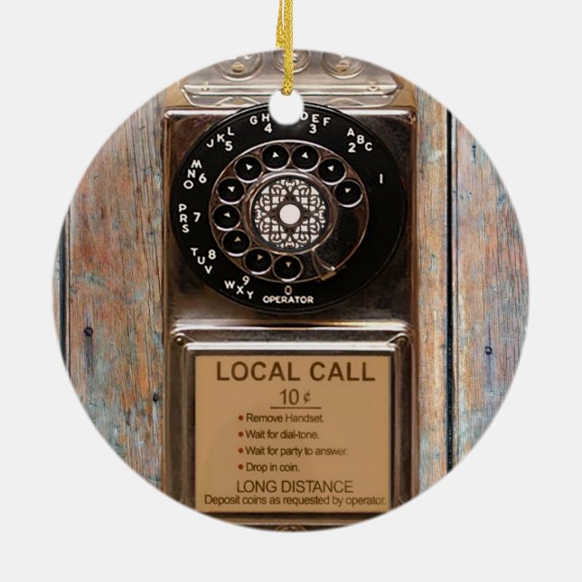 Telephone antique rotary pay phone rugged ceramic ornament (Back)