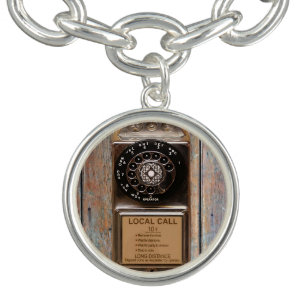 Telephone antique rotary pay phone rugged charm bracelet