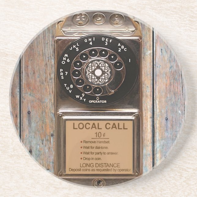 Telephone antique rotary pay phone rugged coaster (Front)