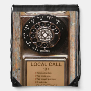 Telephone antique rotary pay phone rugged drawstring bag