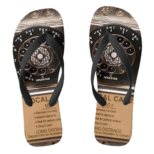 Telephone antique rotary pay phone rugged flip flops (Footbed)