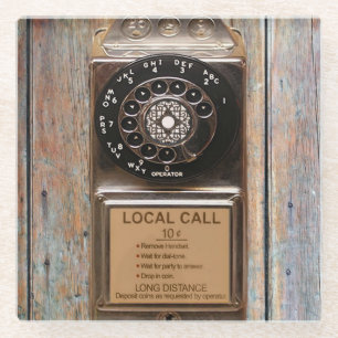 Telephone antique rotary pay phone rugged glass coaster