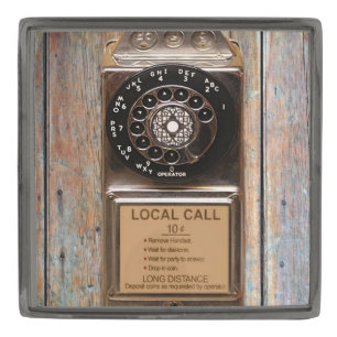 Telephone antique rotary pay phone rugged gunmetal finish lapel pin